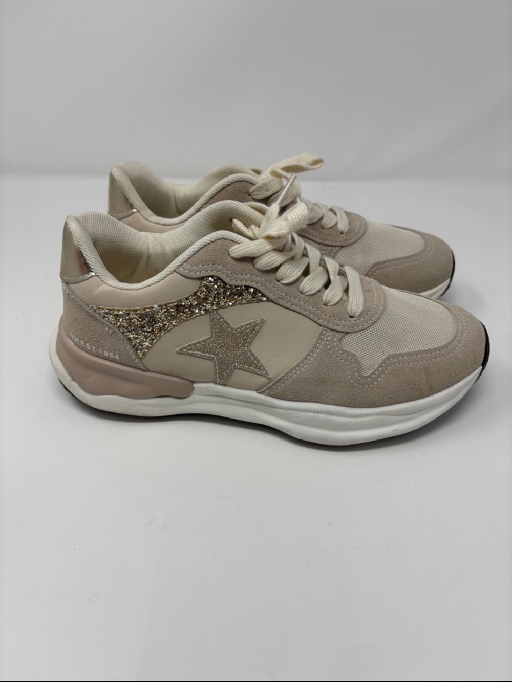 Vintage Havana run nude glitter 8 Neutral Beige Women's Athletic Sneakers - Picture 4 of 11